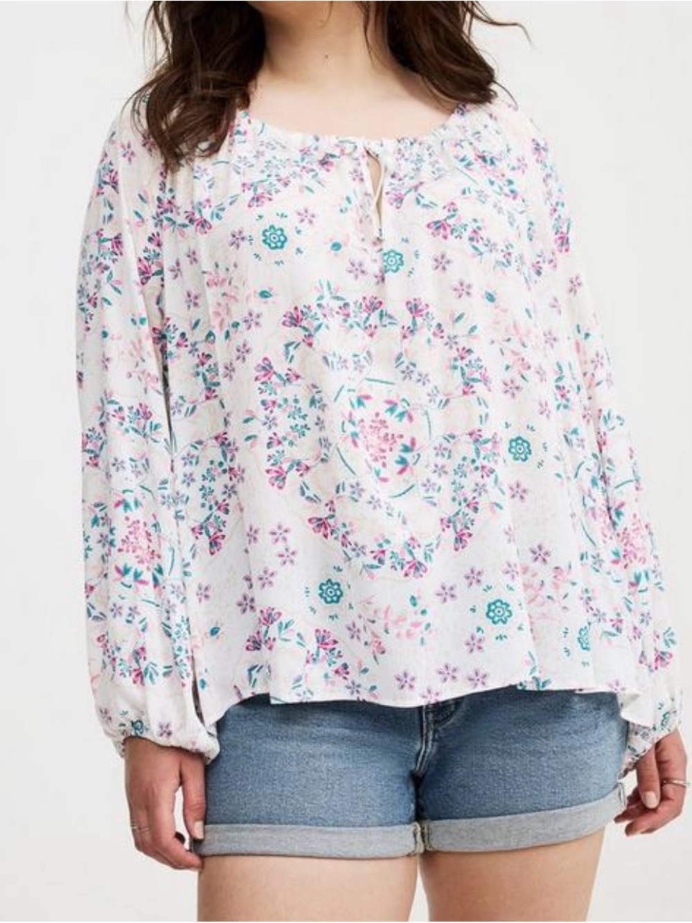 NWT Torrid crinkle gauze relaxed popover blouse, Torrid size 00, M/L